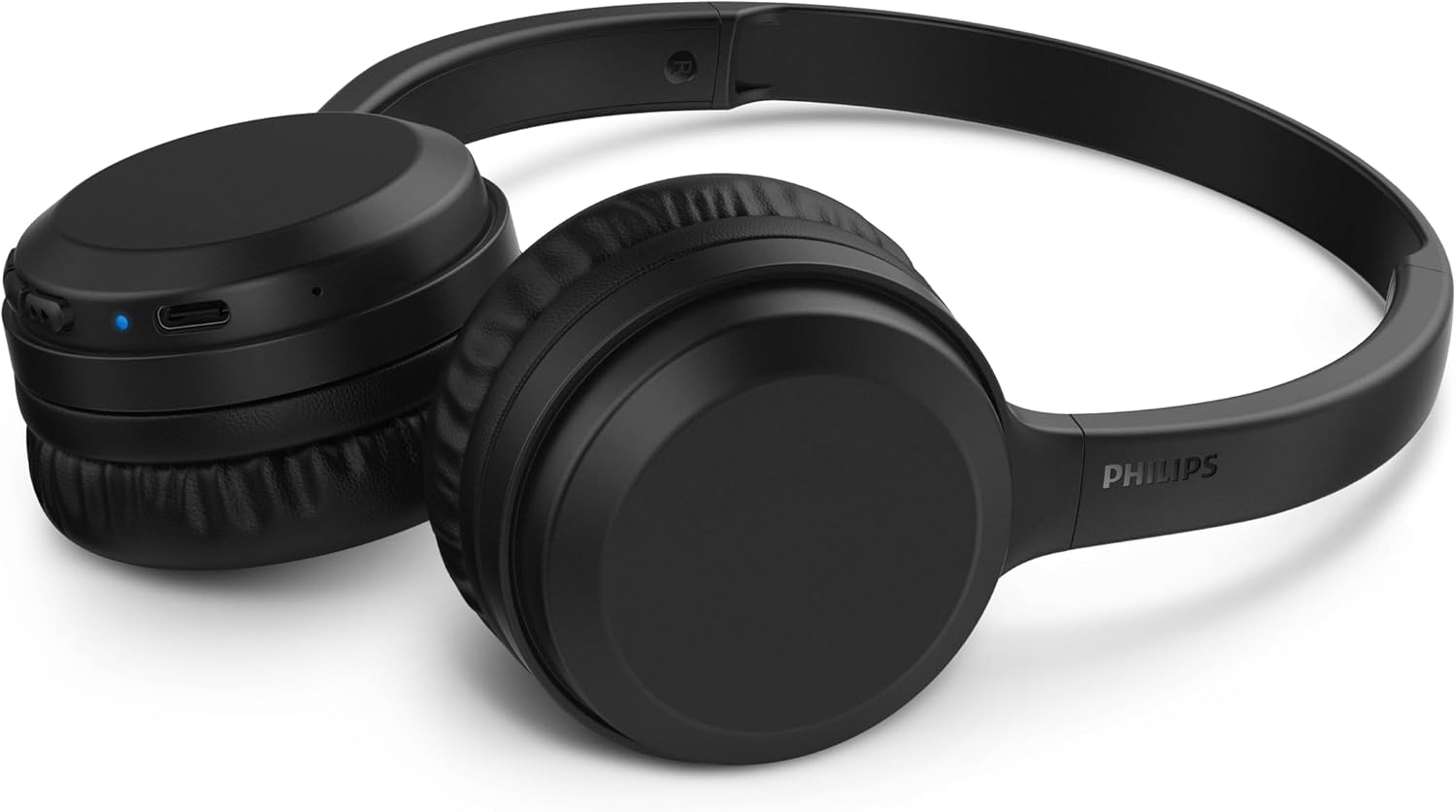 Headphone Philips bluetooth on-ear com microfone e energia para 15 horas na cor preto