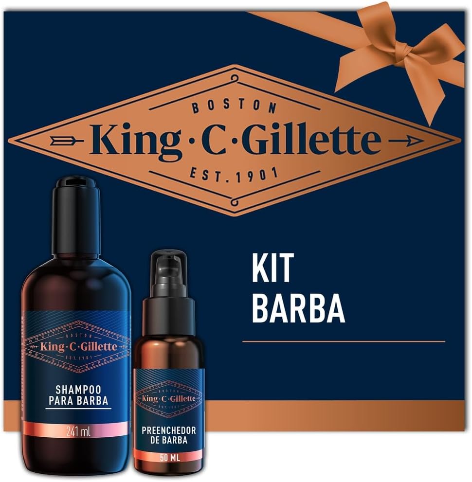 King C Gillette Kit Shampoo e Sérum para Barba